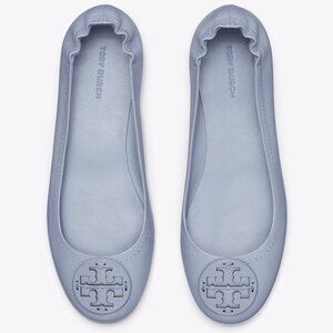 Tory Burch $228 MANY SIZES Minnie Leather Ballet Flats Dew Blue